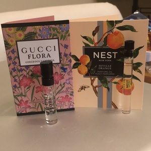 Nest Seville Orange (oil) and Gucci Flora, samples